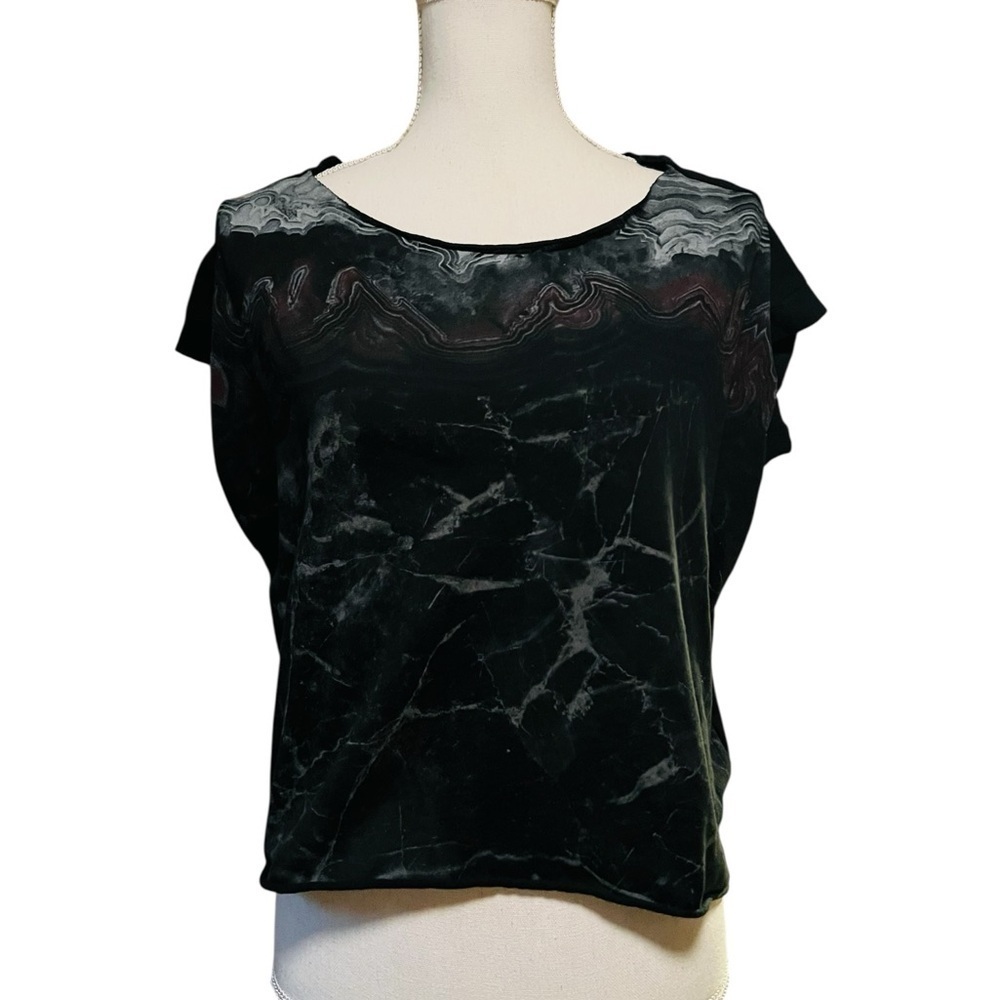 All Saints Black and Purple Marble Women's Oversized Top Size Small